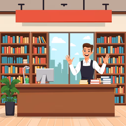 Bookstore Clerk Illustration