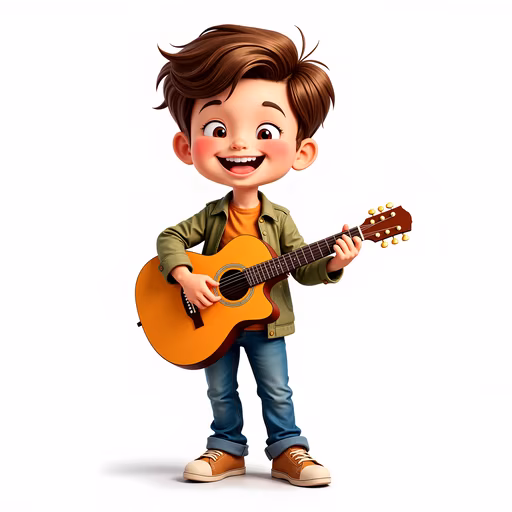 Boy Playing Guitar Illustration