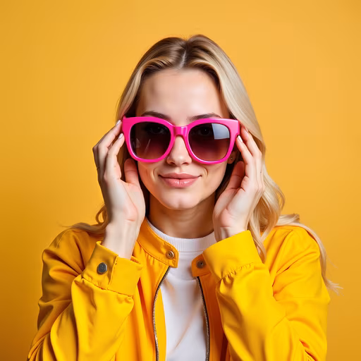 Bright Yellow Jacket and Pink Sunglasses
