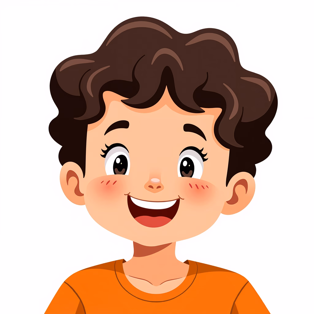 Brightly colored, joyful cartoon boy illustration.