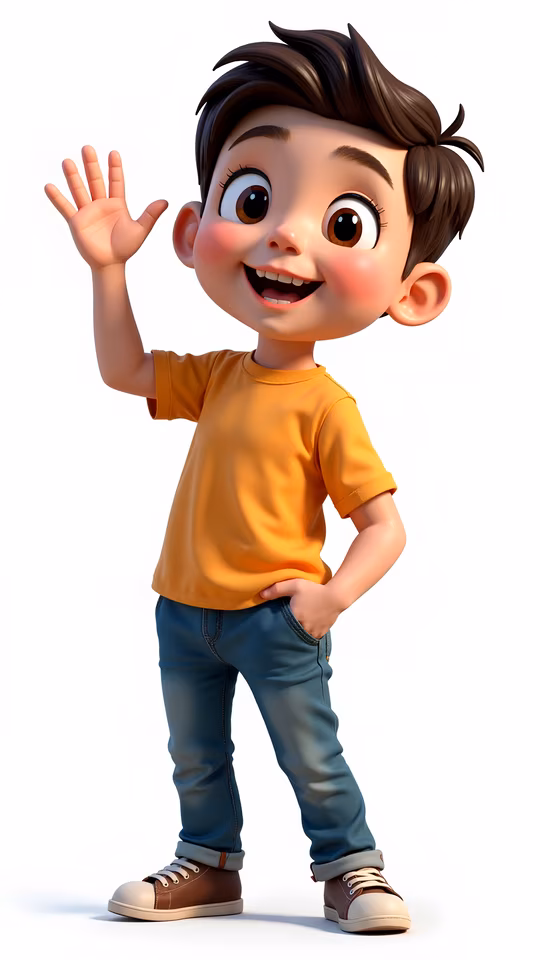 Cartoon Boy Waving
