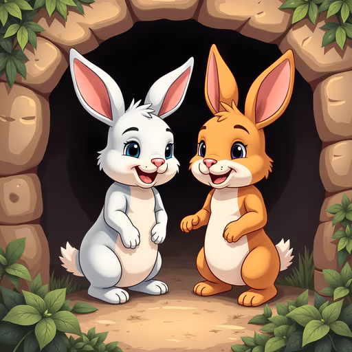 Cartoon Bunnies Meeting