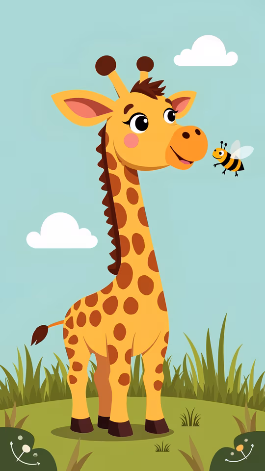 Cartoon Giraffe and Bee