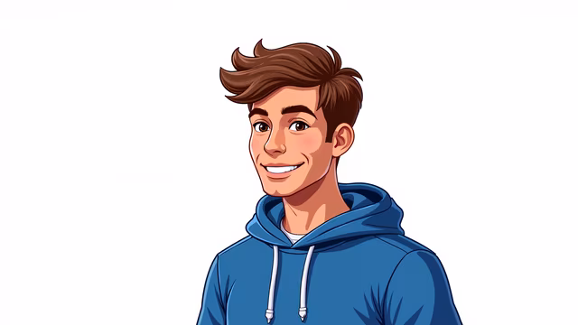 Cartoon Portrait of Smiling Boy