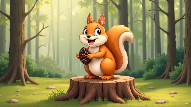 Cartoon Squirrel in the Forest