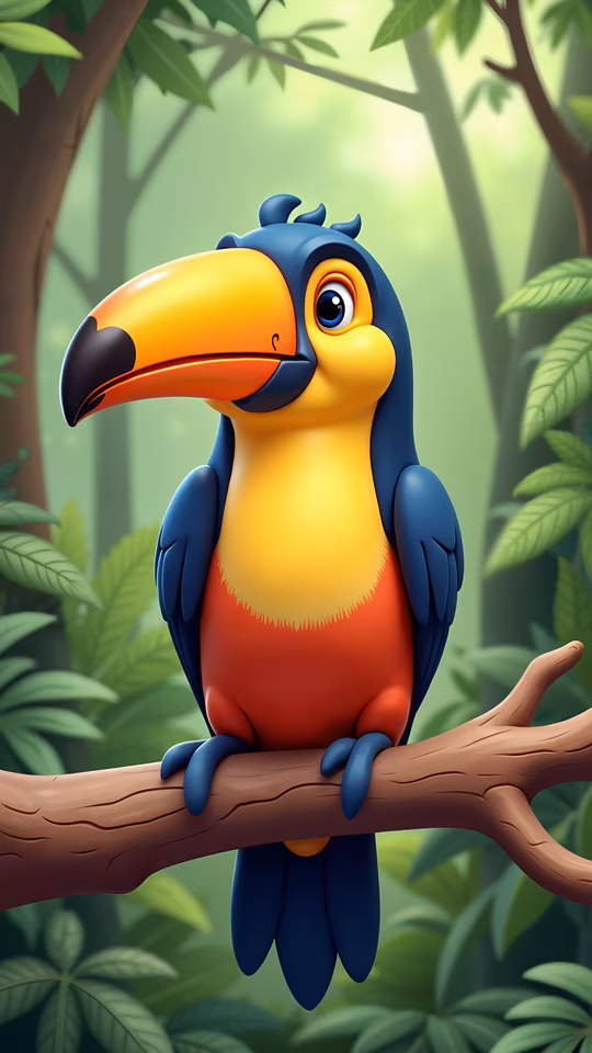 Cartoon Toucan in the Jungle