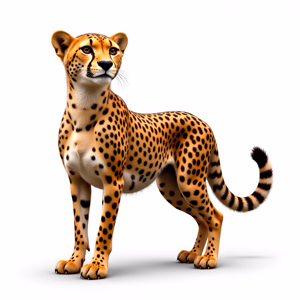 Realistic cheetah illustration with vibrant colors and detailed textures.