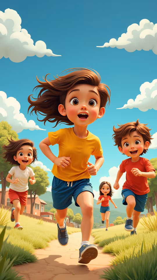 Children Running Illustration