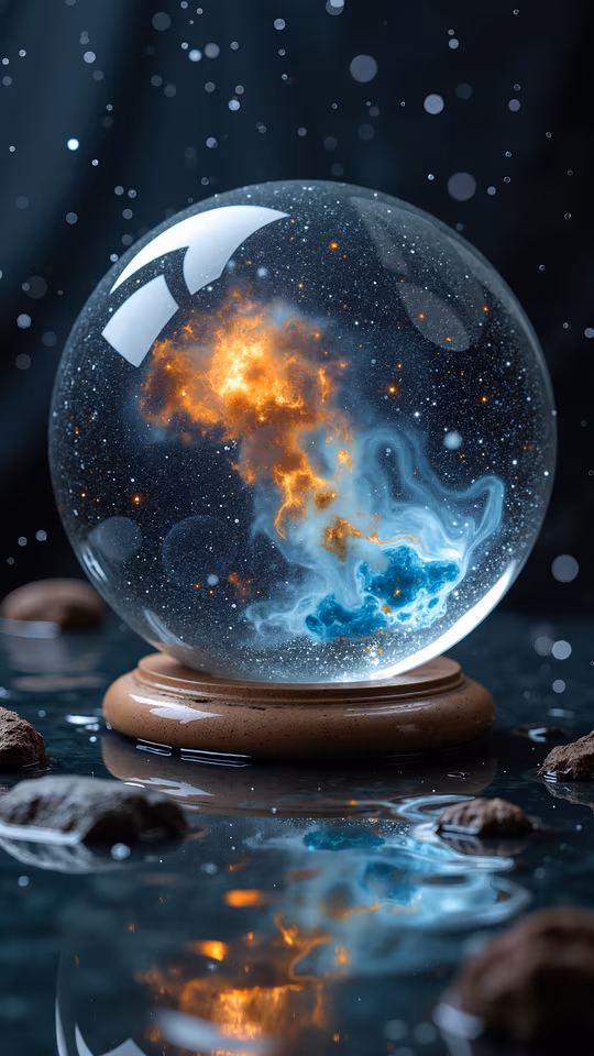 Crystal Ball with Celestial Flames