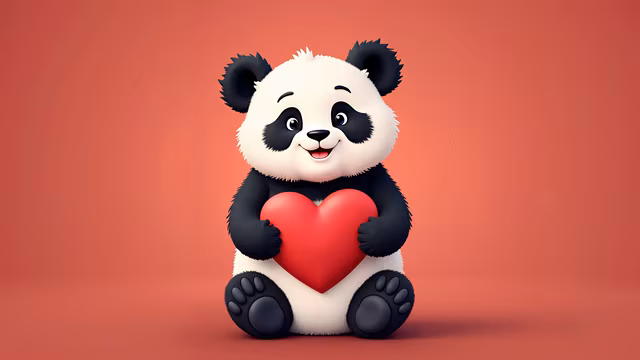 Cuddly Panda Holding Heart