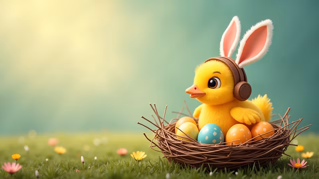 Easter Chick in Headphones