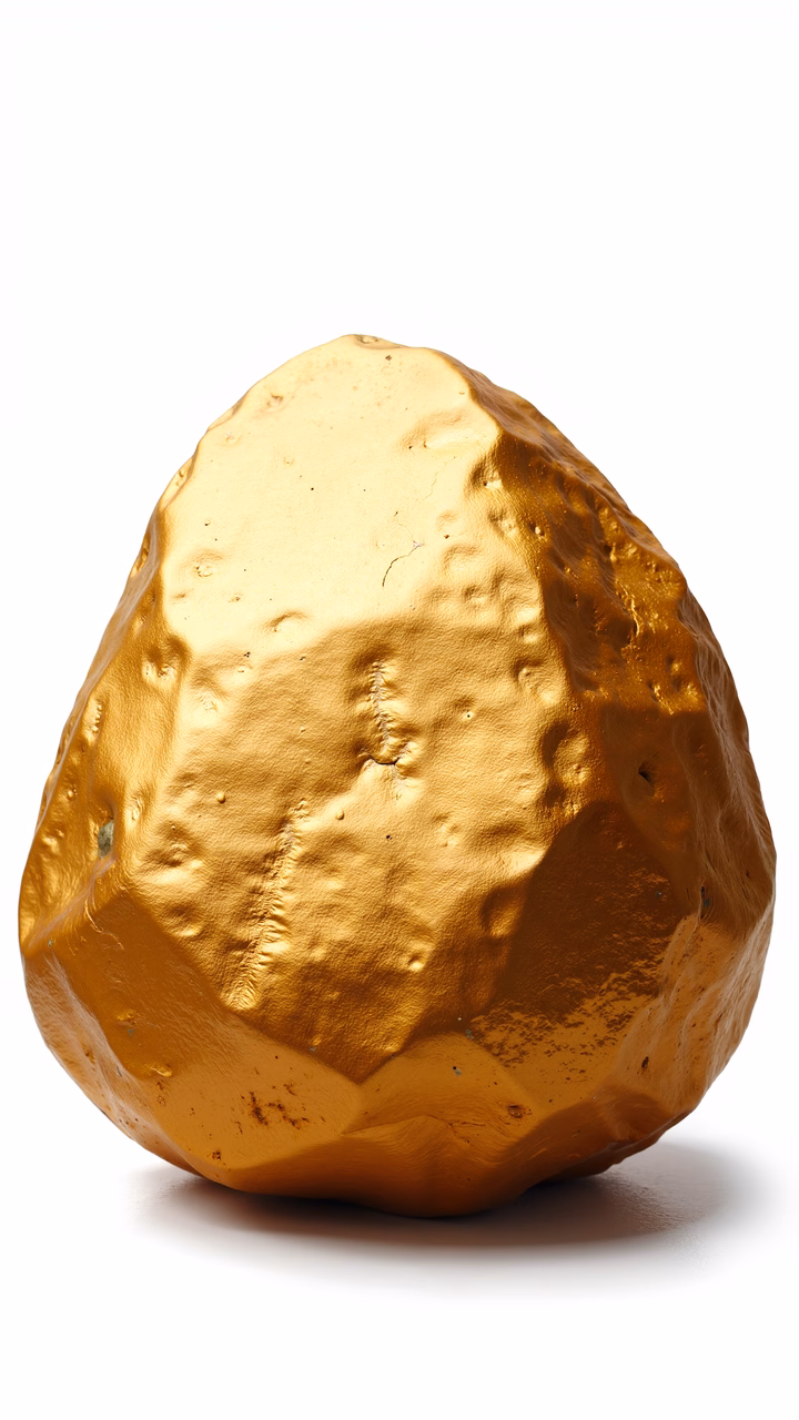 A luxurious golden rock illustration with detailed textures and warm tones.