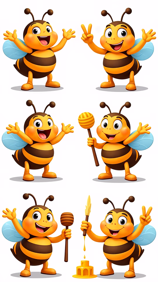 Happy Cartoon Bees