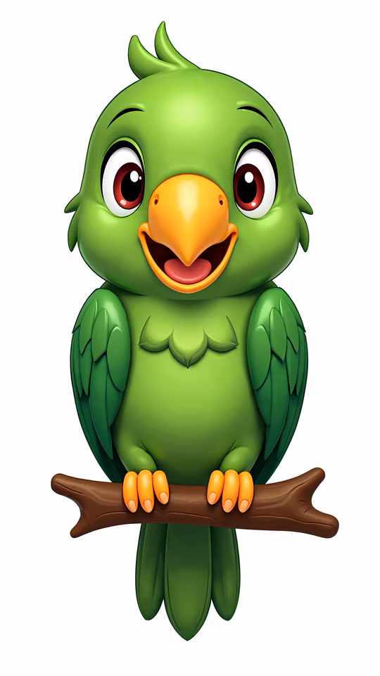 Happy Green Parrot Illustration