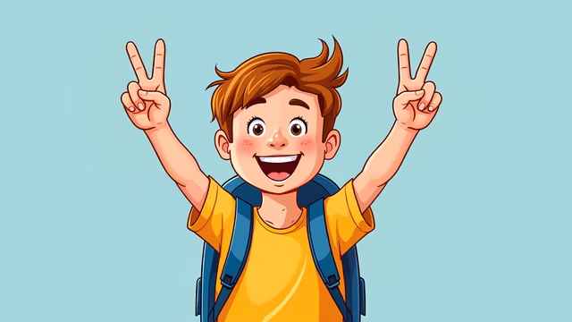 Happy Kid Making Peace Signs