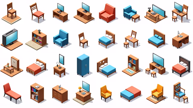 Isometric Furniture Illustrations