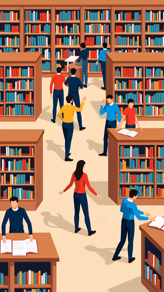 Library Scene Illustration