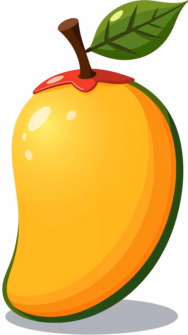 Brightly colored mango illustration showcasing natural beauty and freshness.