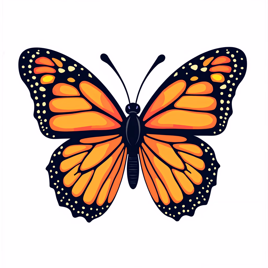 Vibrant monarch butterfly illustration highlighting natural beauty and intricate patterns.