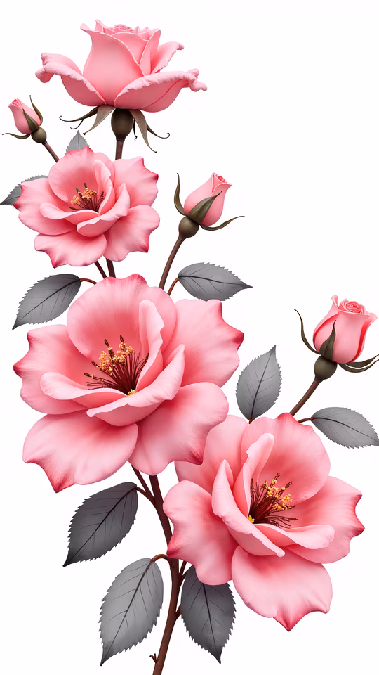 Pink Roses Illustration