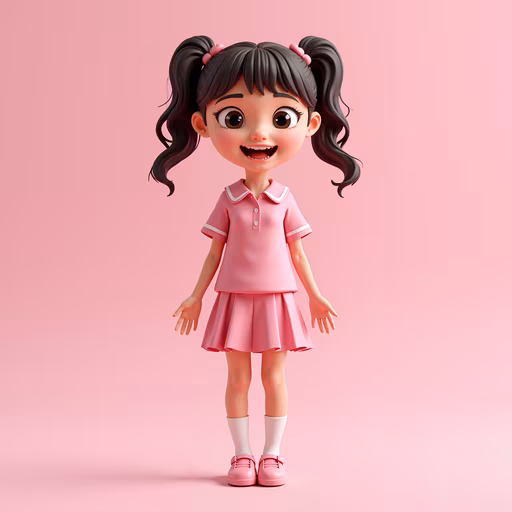 Pink Schoolgirl Illustration