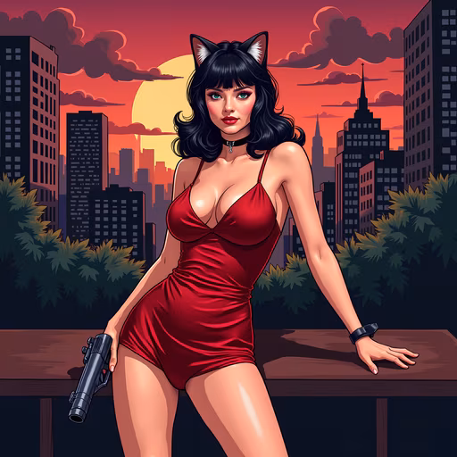 Red Catwoman Illustration