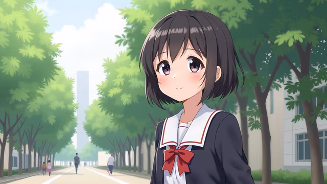 Schoolgirl in Spring