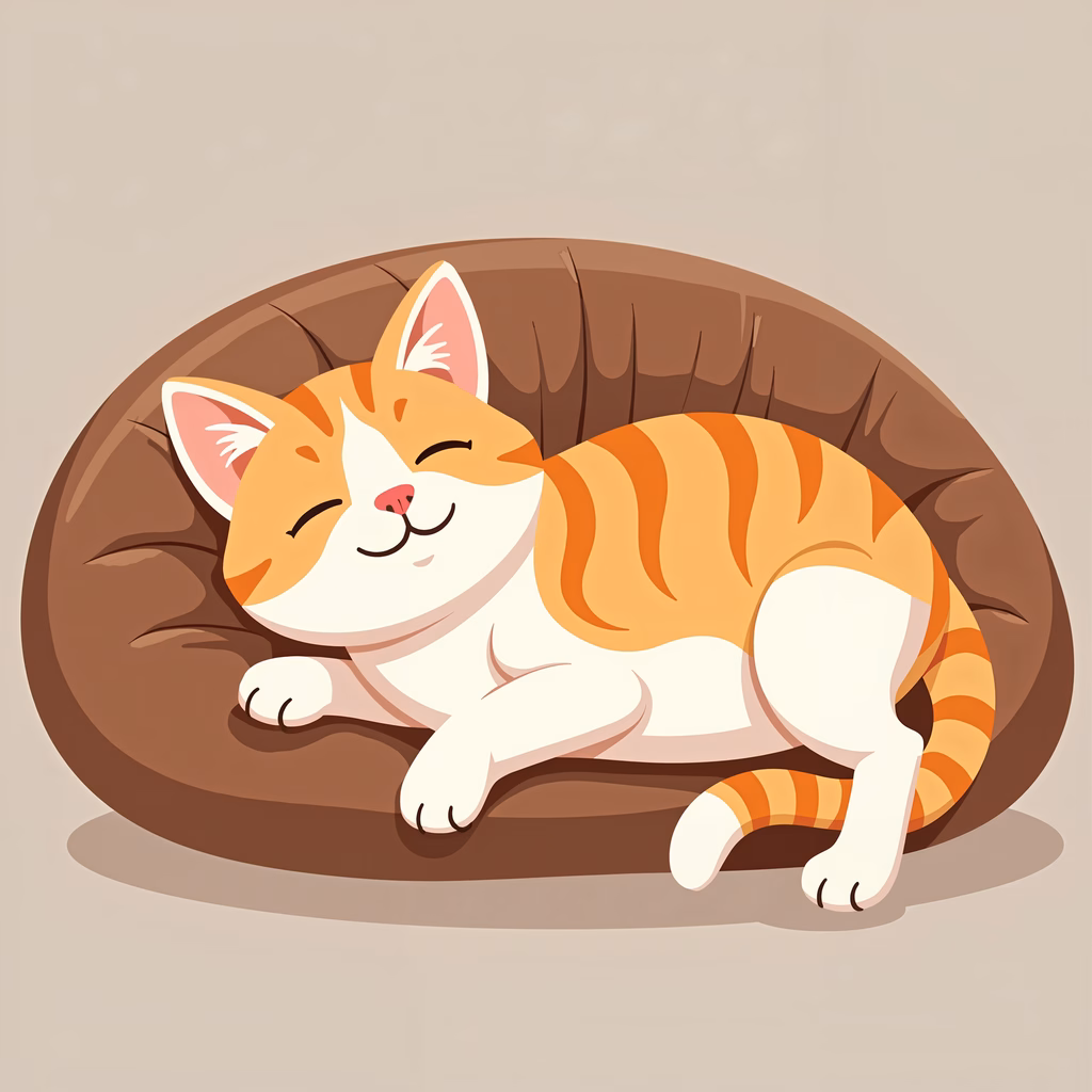 A peaceful sleeping cat on a cushion, perfect for relaxation and warmth.