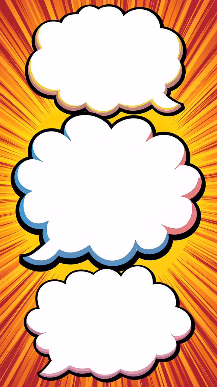 Vibrant pop art speech bubbles on explosive background