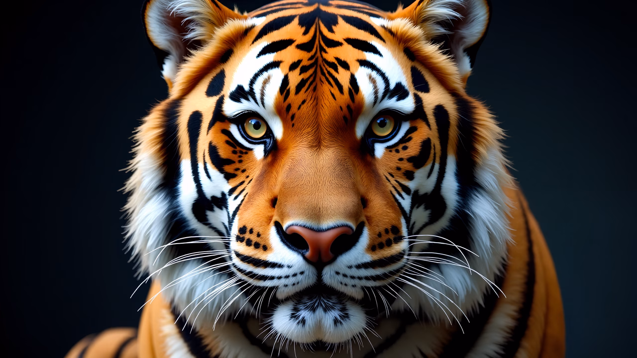 Detailed tiger illustration with striking orange fur and intense gaze.