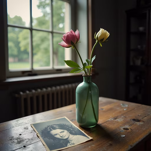 Vintage Portrait with Flowers