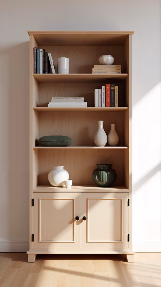 Wooden Bookcase with Minimalist Design