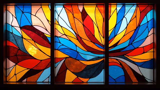 Abstract Stained Glass Triptych