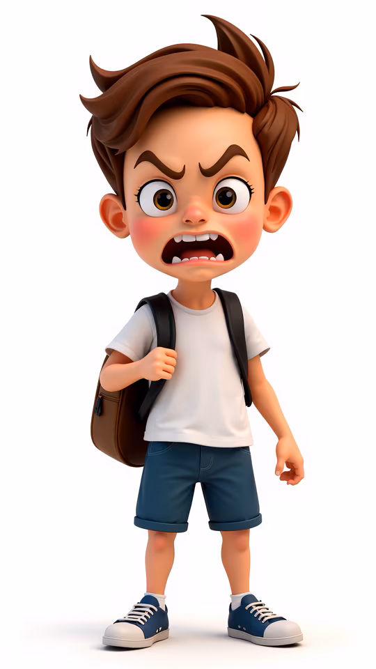 Angry Schoolboy Illustration