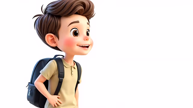 Cartoon Boy with Backpack