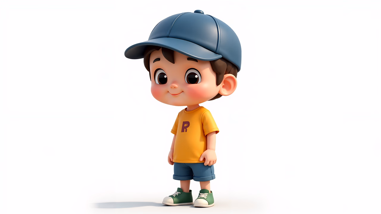 A cheerful cartoon boy dressed in casual sportswear, perfect for children's art.