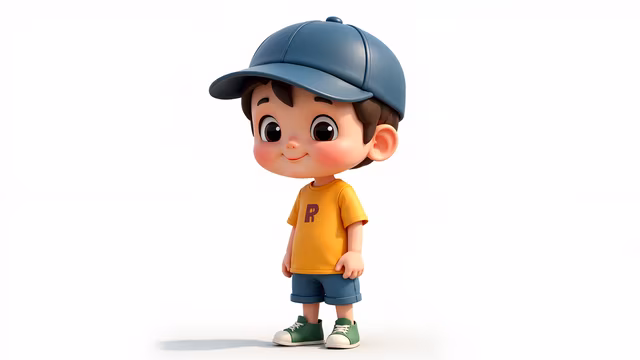 Cartoon Boy with Baseball Cap