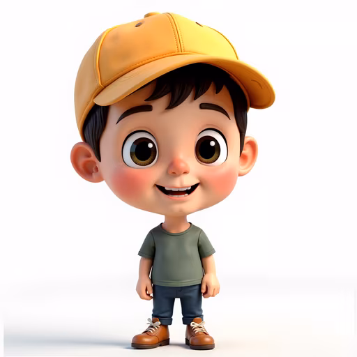 Cartoon Boy with Baseball Cap