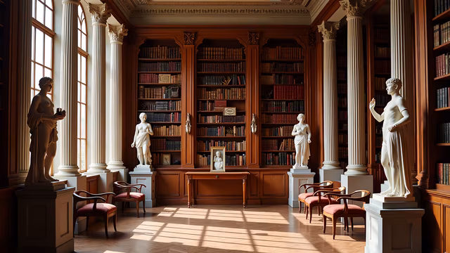 Classical Library Illustration