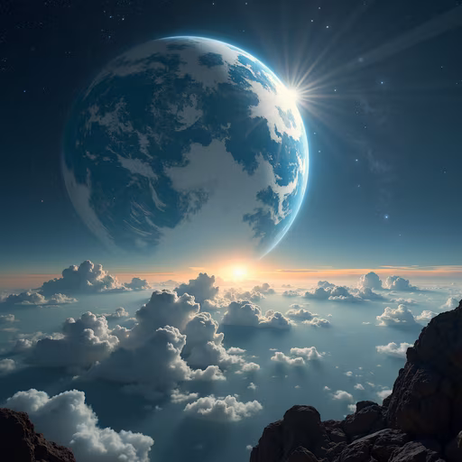 Earthrise Over the Clouds