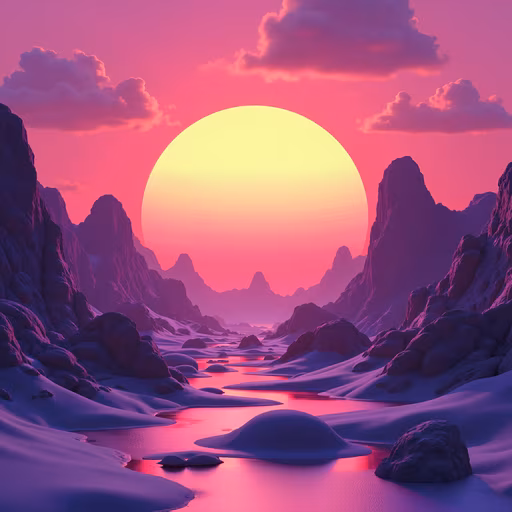 Futuristic Landscape Sunset