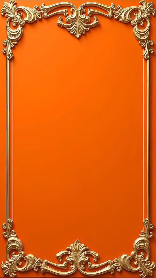 Golden Frame on Orange Background