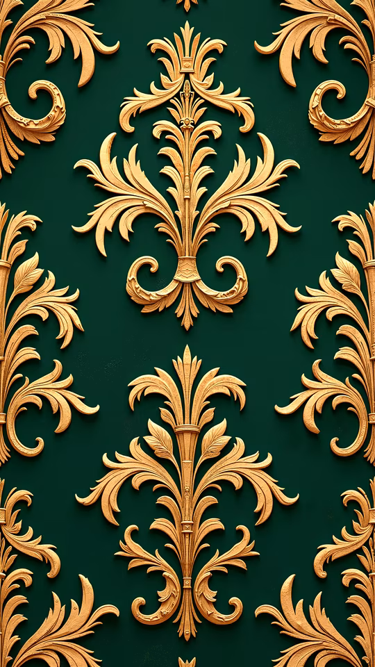 Golden Ornament on Emerald Green