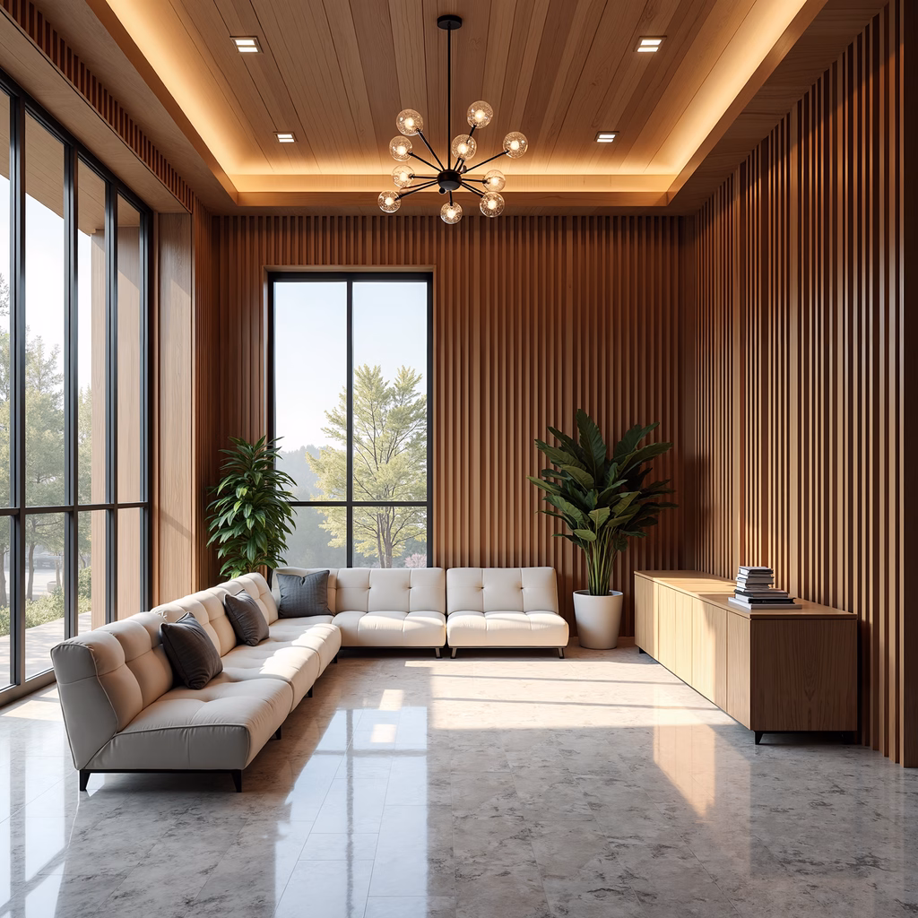 A modern living room with sleek furniture and natural light.