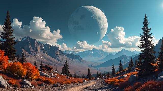 Mountain Moonlight Illustration