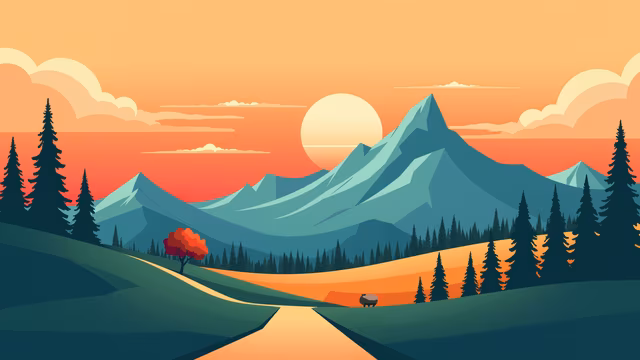 Mountain Sunset Illustration