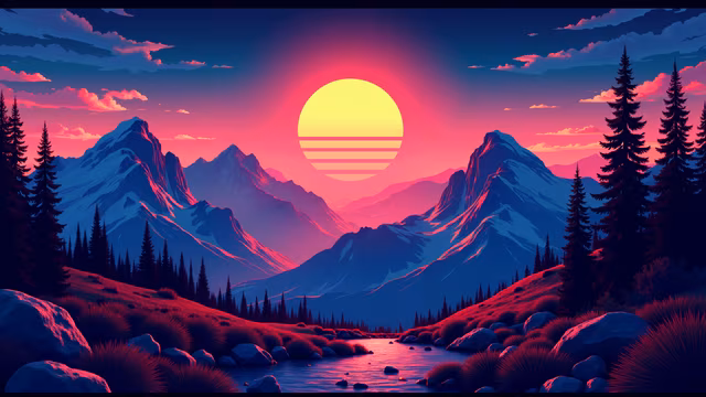 Mountain Sunset Illustration