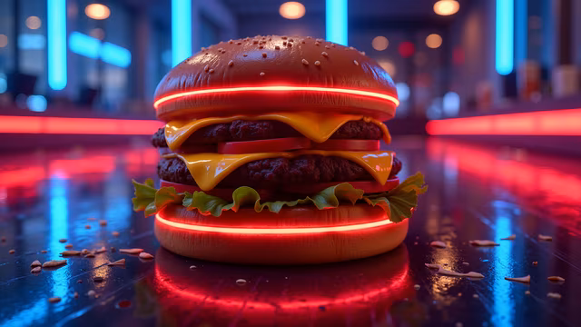 Neon Burger Illustration