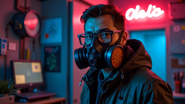 Neon Gas Mask Portrait