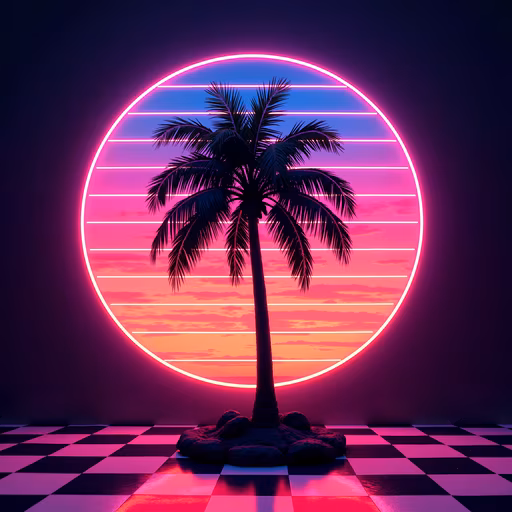 Neon Palm Sunset